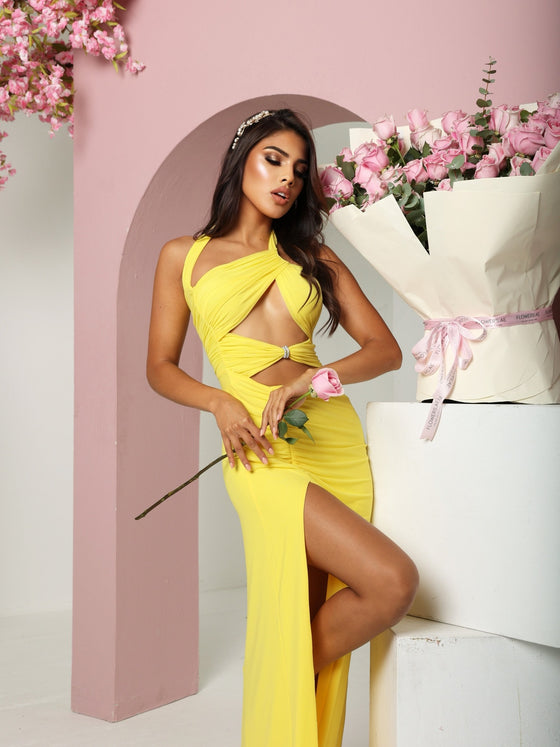 ANASTASYA ONE SHOULDER MAXI DRESS YELLOW