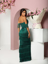 BEATRICE RUFFLE MAXI DRESS EMERALD GREEN