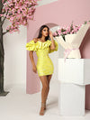 MADELYN RUFFLE OFF SHOULDER DRESS GOLD YELLOW