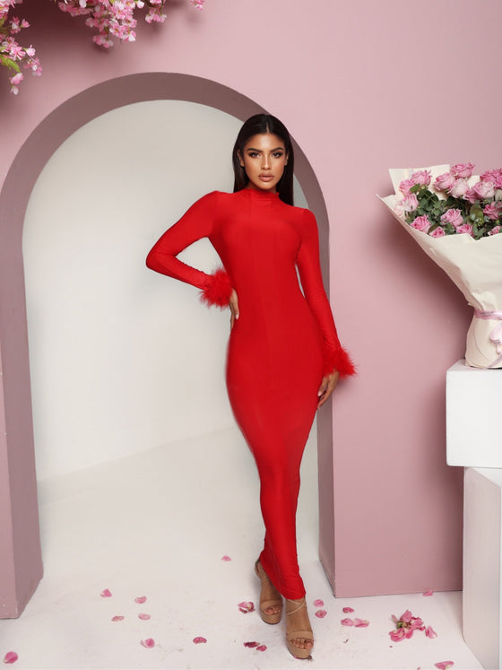 PAULINA BODYCON MAXI DRESS RED