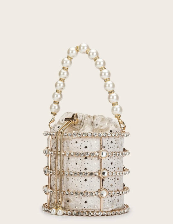 SHE IS A DIVA RHINESTONE PEARLS BAG