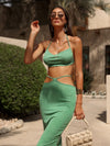 THALIA WAIST CUT-OUT GREEN TWO PIECE SET