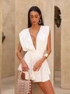 MEDEA SILK FEEL GLAM JUMPSUIT MINI DRESS WHITE