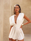 MEDEA SILK FEEL GLAM JUMPSUIT MINI DRESS WHITE