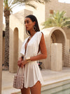 MEDEA SILK FEEL GLAM JUMPSUIT MINI DRESS WHITE