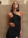 GALINA ELEGANT OPEN BACK MINI DRESS BLACK